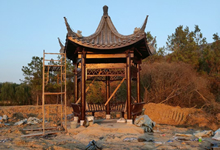 五角涼亭生產(chǎn)廠家，防腐木古建五角涼亭圖片